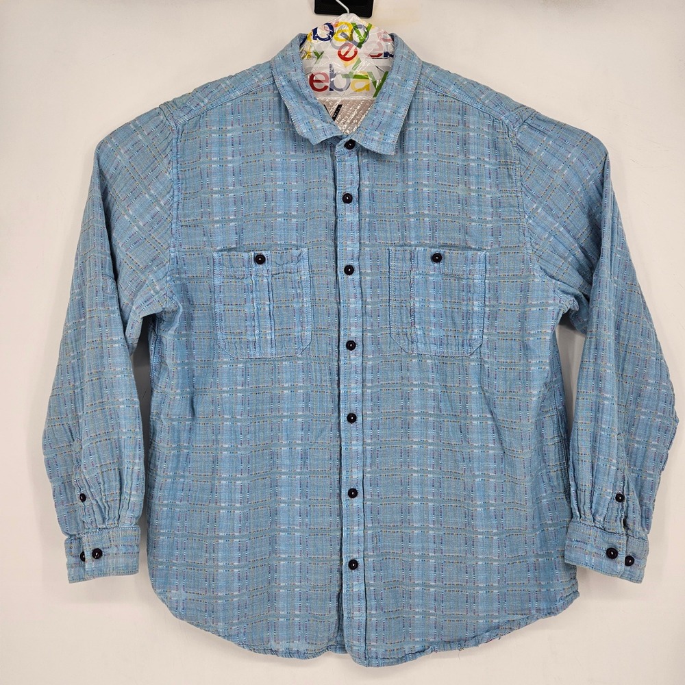Carbon 2 Cobalt Shirt Mens XL Button Up Long Sleeve Preppy Casual Blue Dobby